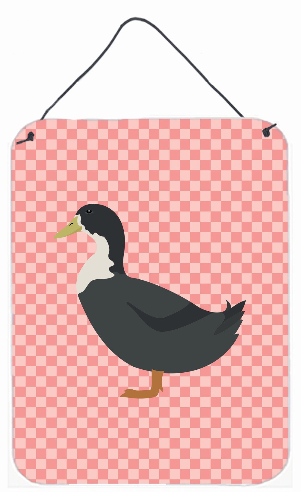 Blue Swedish Duck Pink Check Wall or Door Hanging Prints BB7862DS1216 by Caroline's Treasures