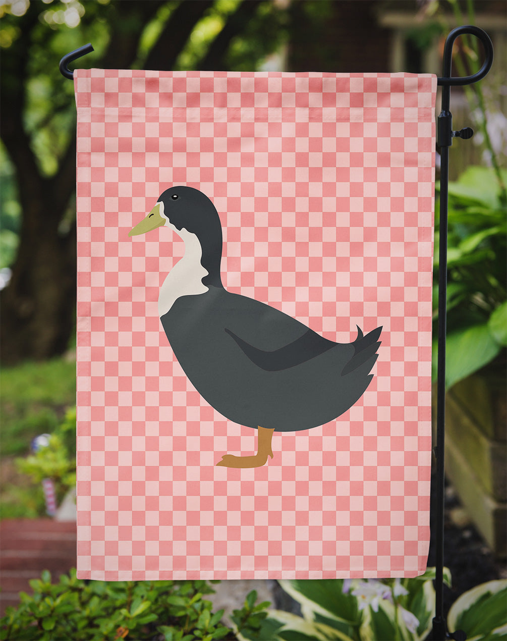 Blue Swedish Duck Pink Check Flag Garden Size  the-store.com.