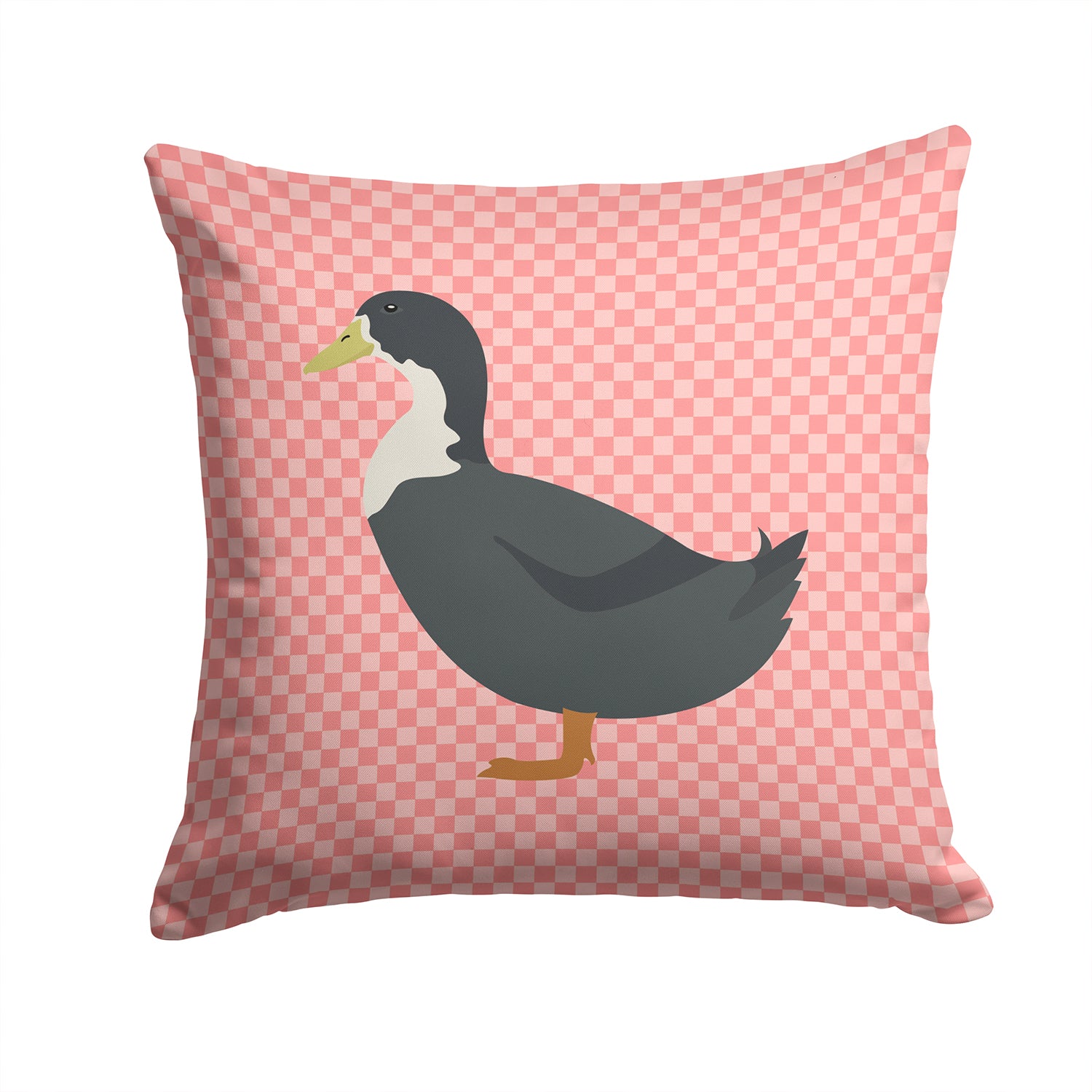 Blue Swedish Duck Pink Check Fabric Decorative Pillow BB7862PW1414 - the-store.com
