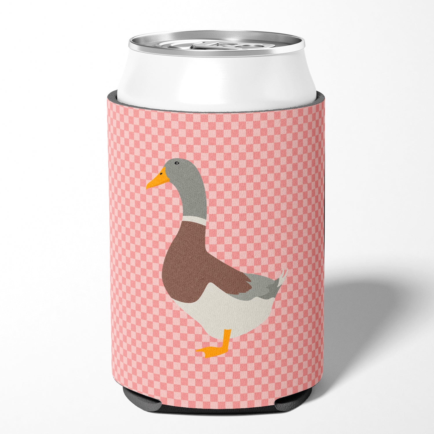 Saxony Sachsenente Duck Pink Check Can or Bottle Hugger BB7863CC