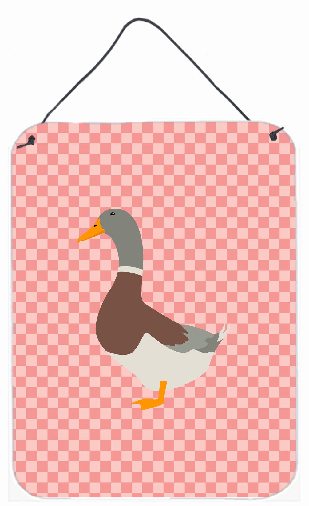 Saxony Sachsenente Duck Pink Check Wall or Door Hanging Prints BB7863DS1216 by Caroline&#39;s Treasures