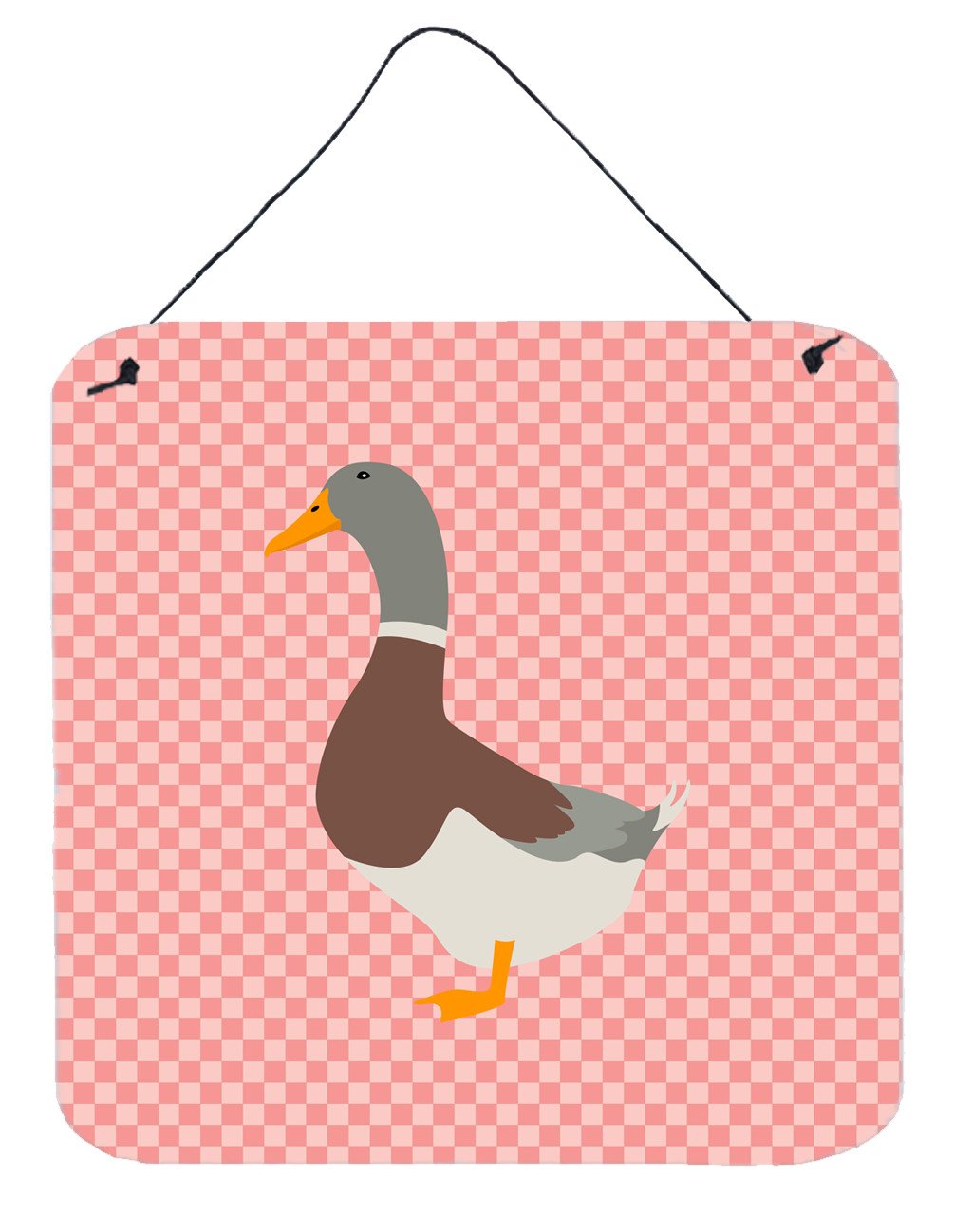 Saxony Sachsenente Duck Pink Check Wall or Door Hanging Prints BB7863DS66 by Caroline&#39;s Treasures