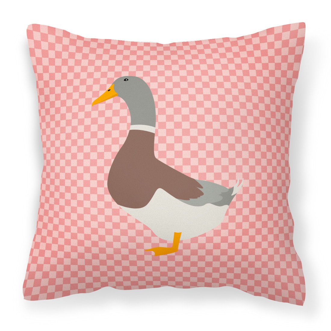 Saxony Sachsenente Duck Pink Check Fabric Decorative Pillow BB7863PW1818 by Caroline&#39;s Treasures