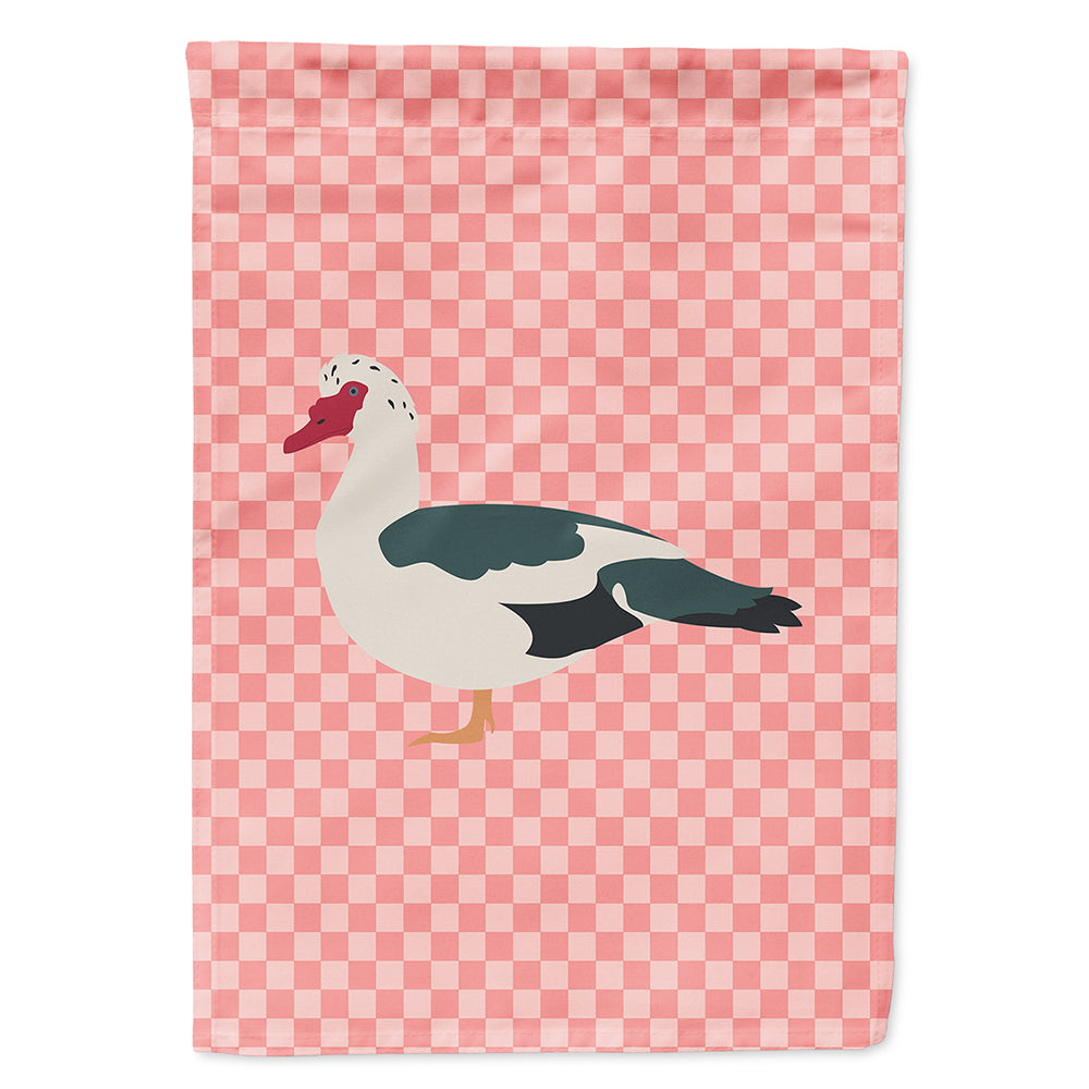 Muscovy Duck Pink Check Flag Canvas House Size BB7864CHF