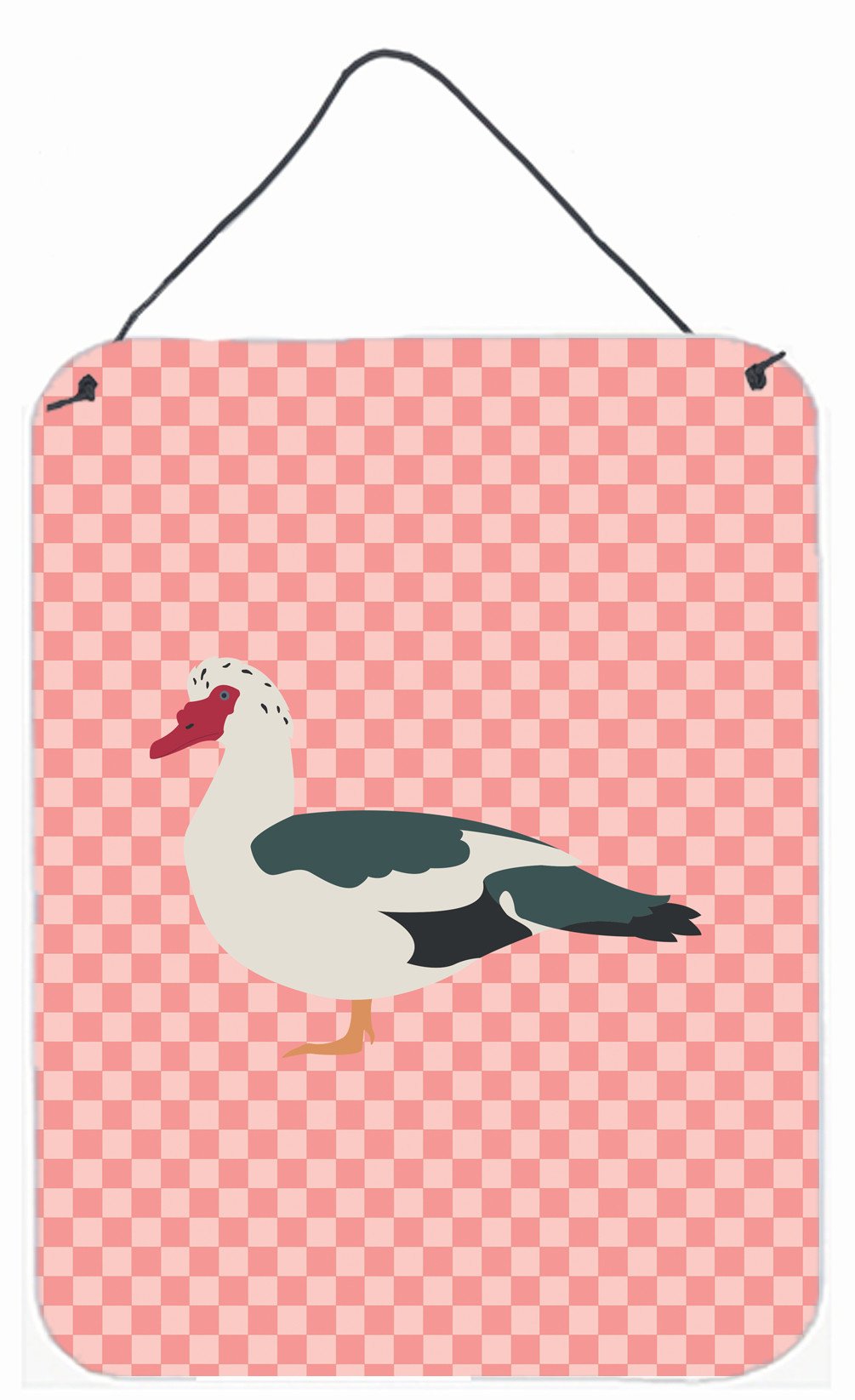 Muscovy Duck Pink Check Wall or Door Hanging Prints BB7864DS1216 by Caroline&#39;s Treasures