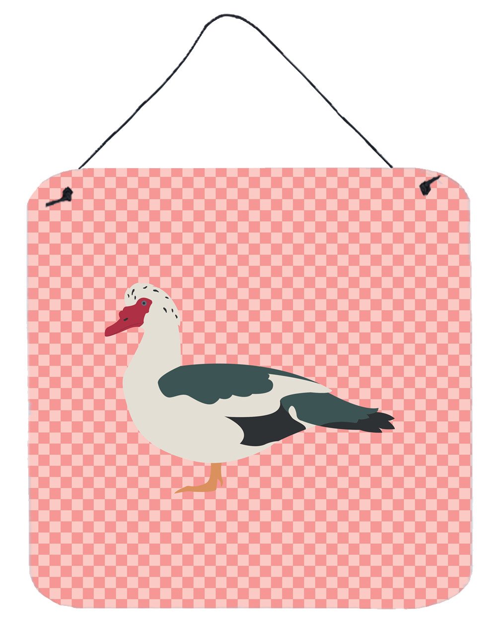 Muscovy Duck Pink Check Wall or Door Hanging Prints BB7864DS66 by Caroline&#39;s Treasures