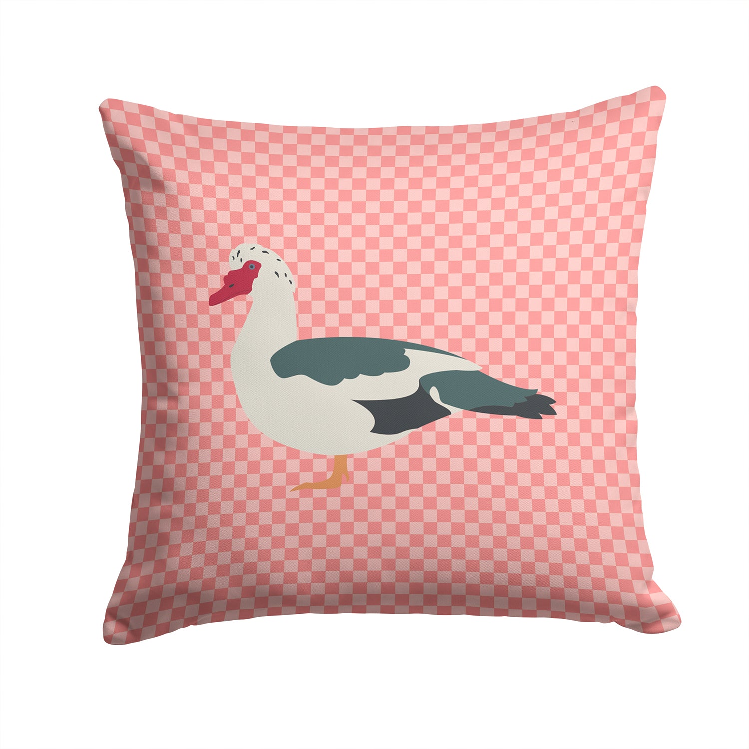 Muscovy Duck Pink Check Fabric Decorative Pillow BB7864PW1414 - the-store.com