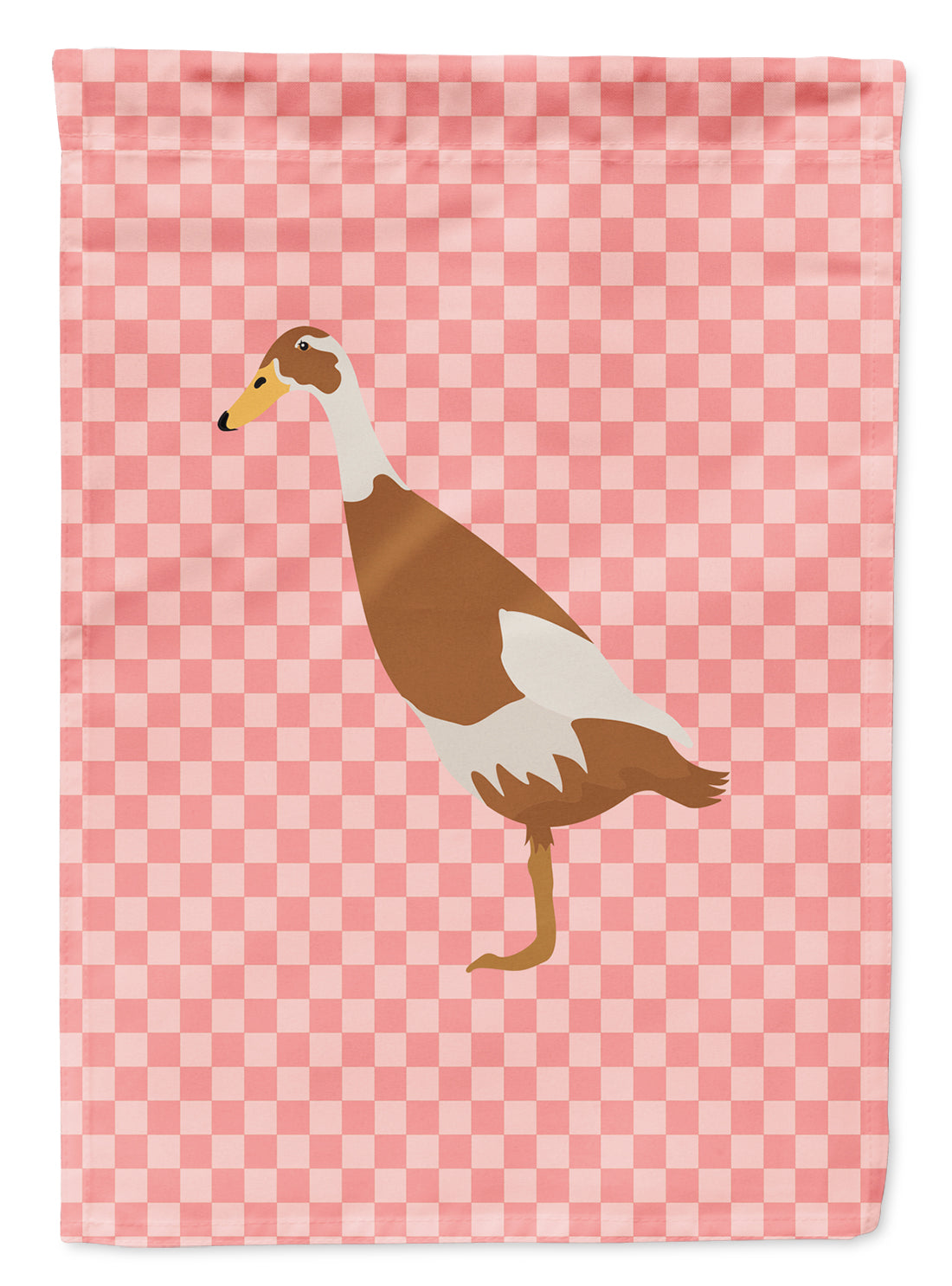 Indian Runner Duck Pink Check Flag Canvas House Size BB7865CHF