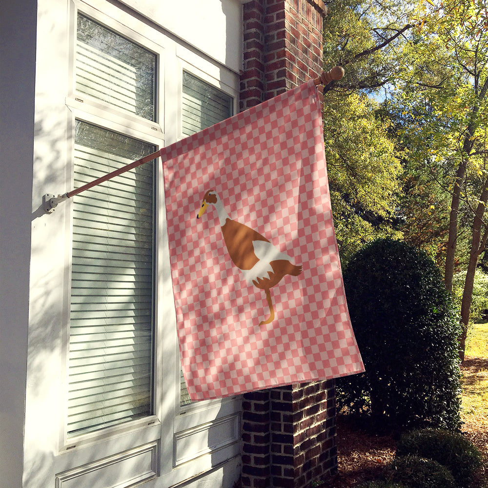 Indian Runner Duck Pink Check Flag Canvas House Size BB7865CHF  the-store.com.