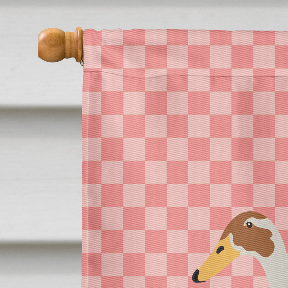 Indian Runner Duck Pink Check Flag Canvas House Size BB7865CHF  the-store.com.