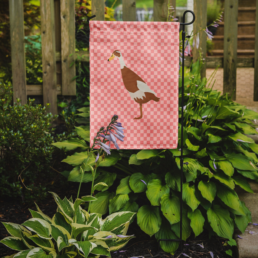 Caroline's Treasures Indian Runner Duck Pink Check Garden Flag - Outdoor Decorative Yard Flag