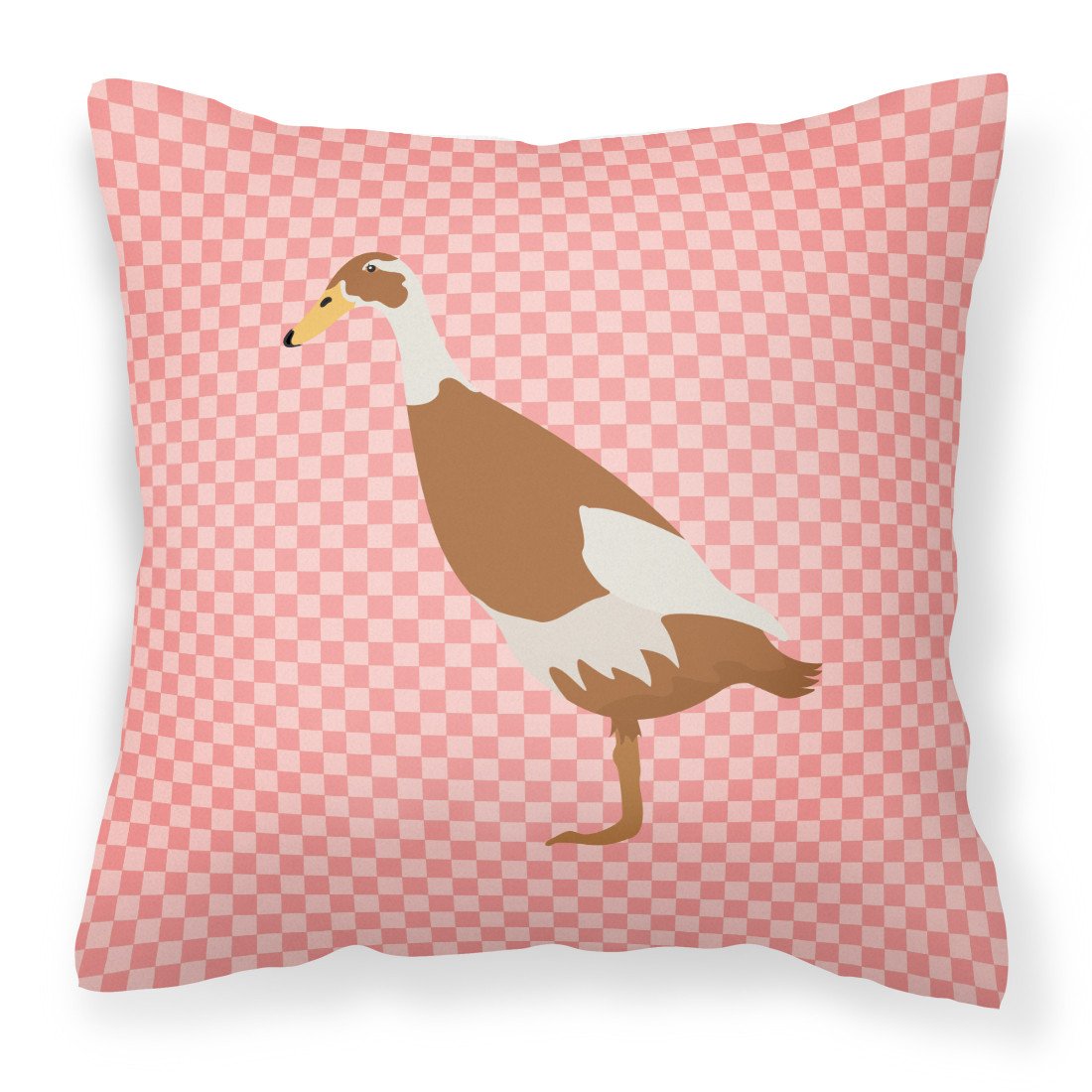 Indian Runner Duck Pink Check Fabric Decorative Pillow BB7865PW1818 by Caroline&#39;s Treasures