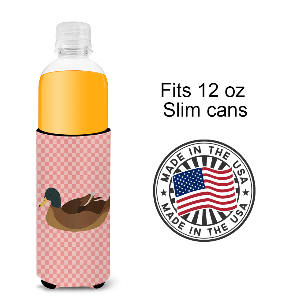 Khaki Campbell Duck Pink Check  Ultra Hugger for slim cans  the-store.com.