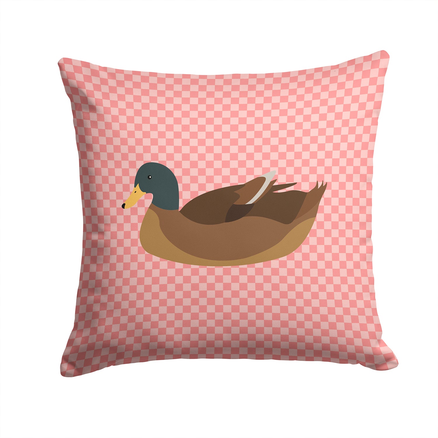 Khaki Campbell Duck Pink Check Fabric Decorative Pillow BB7866PW1414 - the-store.com