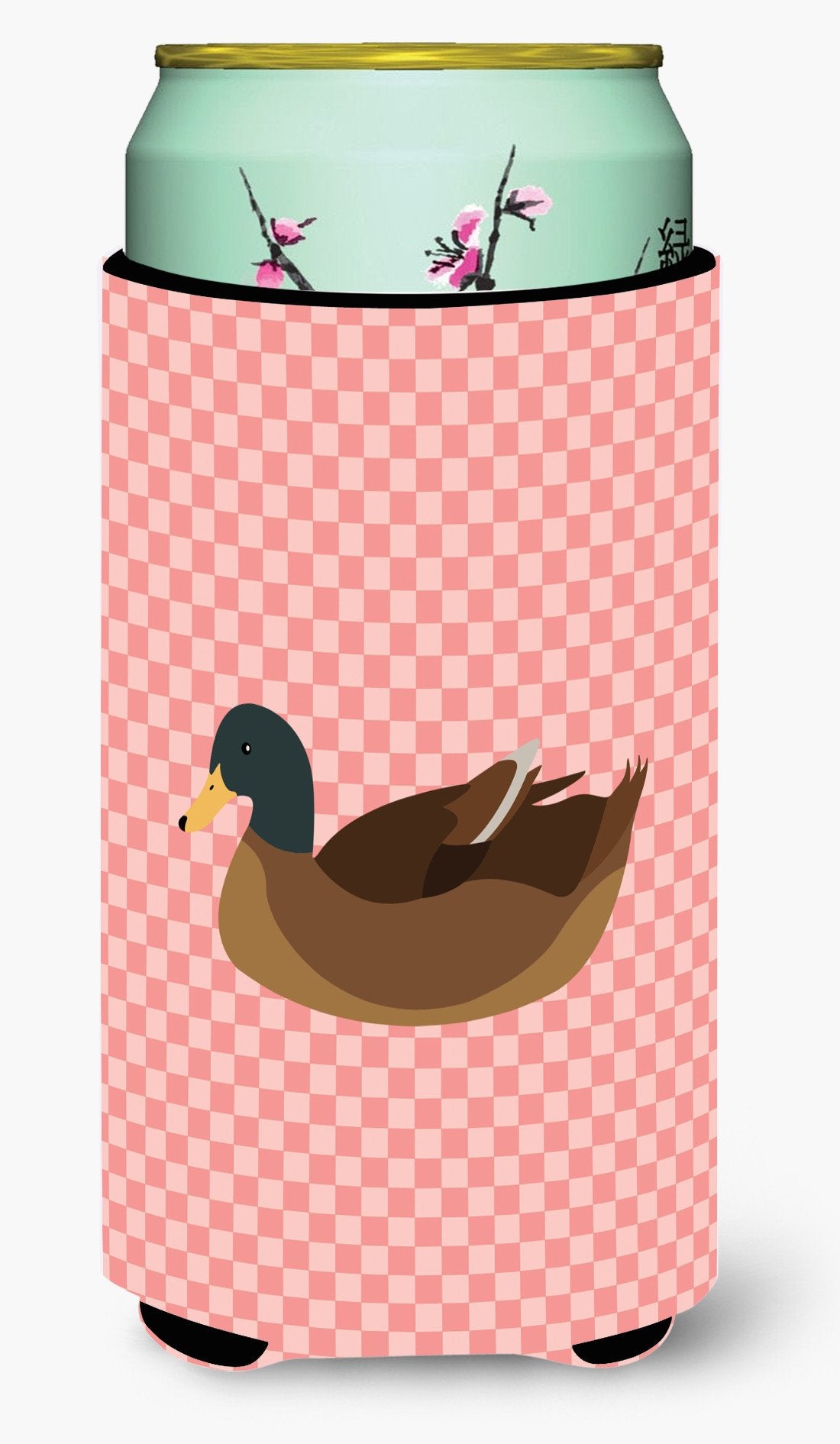 Khaki Campbell Duck Pink Check Tall Boy Beverage Insulator Hugger BB7866TBC by Caroline&#39;s Treasures