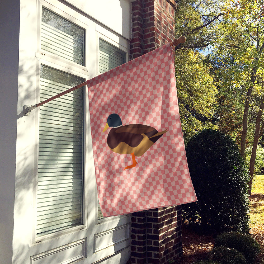 Silver Bantam Duck Pink Check Flag Canvas House Size BB7867CHF