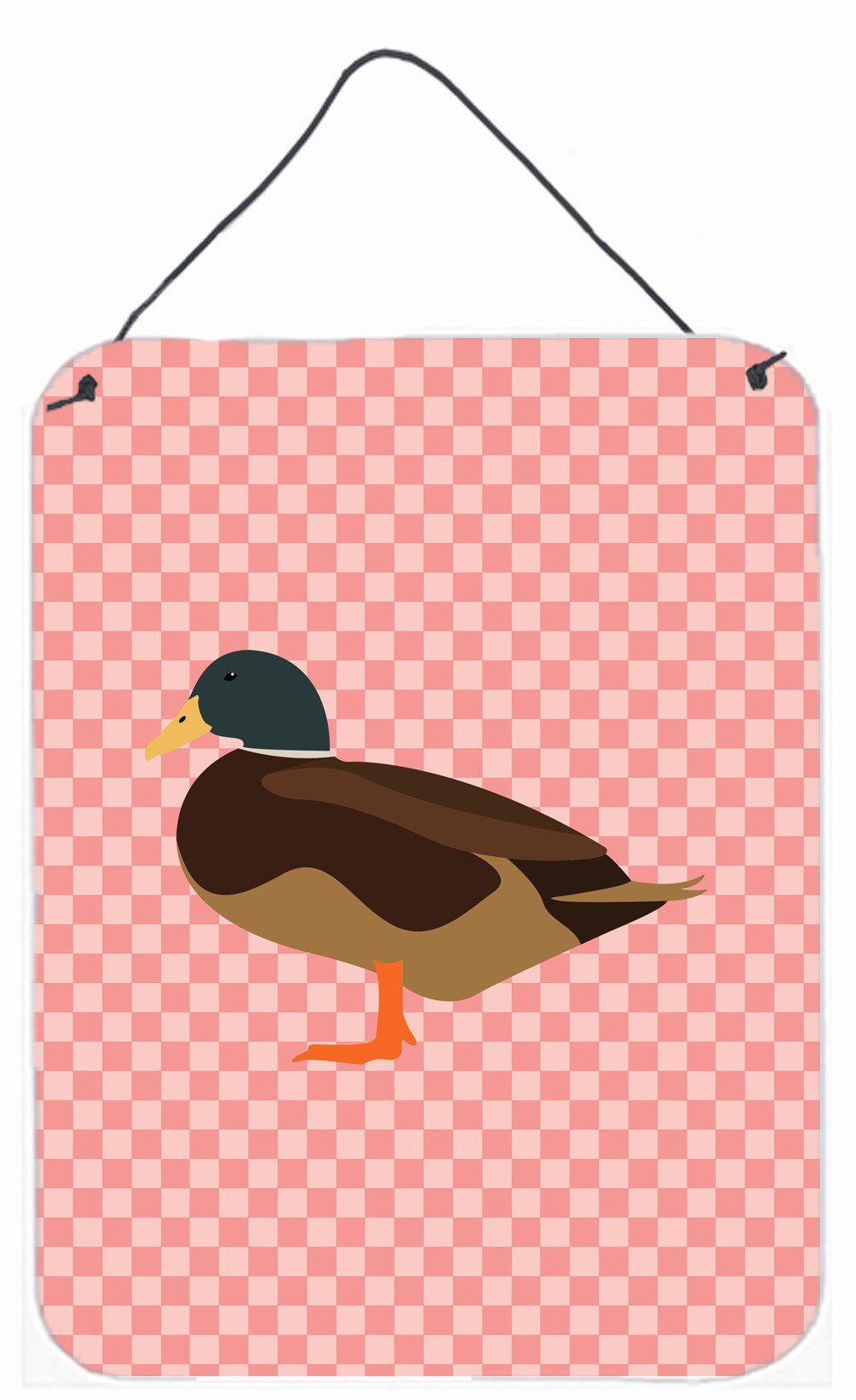 Silver Bantam Duck Pink Check Wall or Door Hanging Prints BB7867DS1216 by Caroline&#39;s Treasures