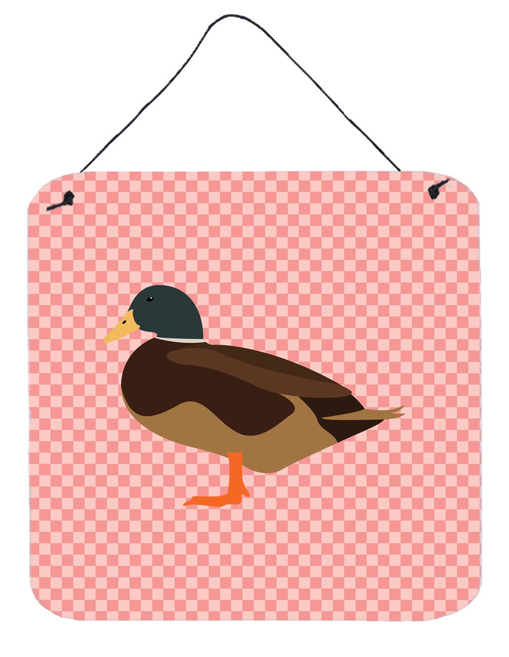 Silver Bantam Duck Pink Check Wall or Door Hanging Prints BB7867DS66 by Caroline's Treasures
