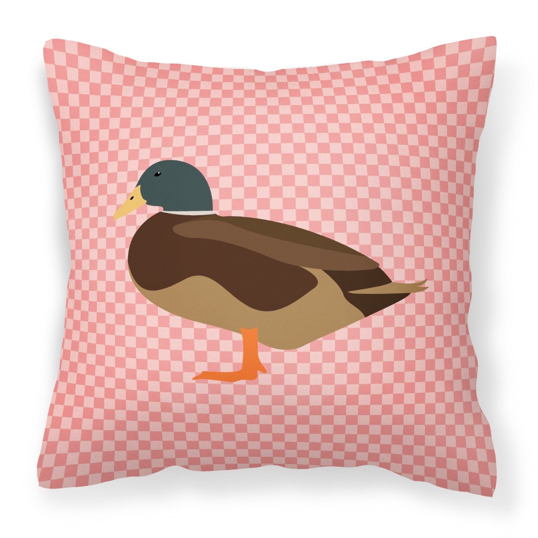 Silver Bantam Duck Pink Check Fabric Decorative Pillow BB7867PW1818 by Caroline&#39;s Treasures