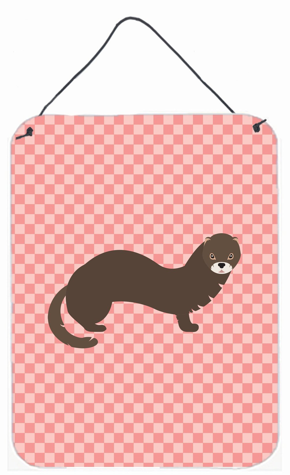 Russian or European Mink Pink Check Wall or Door Hanging Prints BB7868DS1216 by Caroline&#39;s Treasures