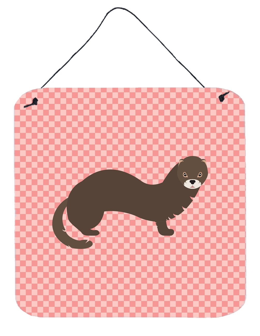 Russian or European Mink Pink Check Wall or Door Hanging Prints BB7868DS66 by Caroline&#39;s Treasures
