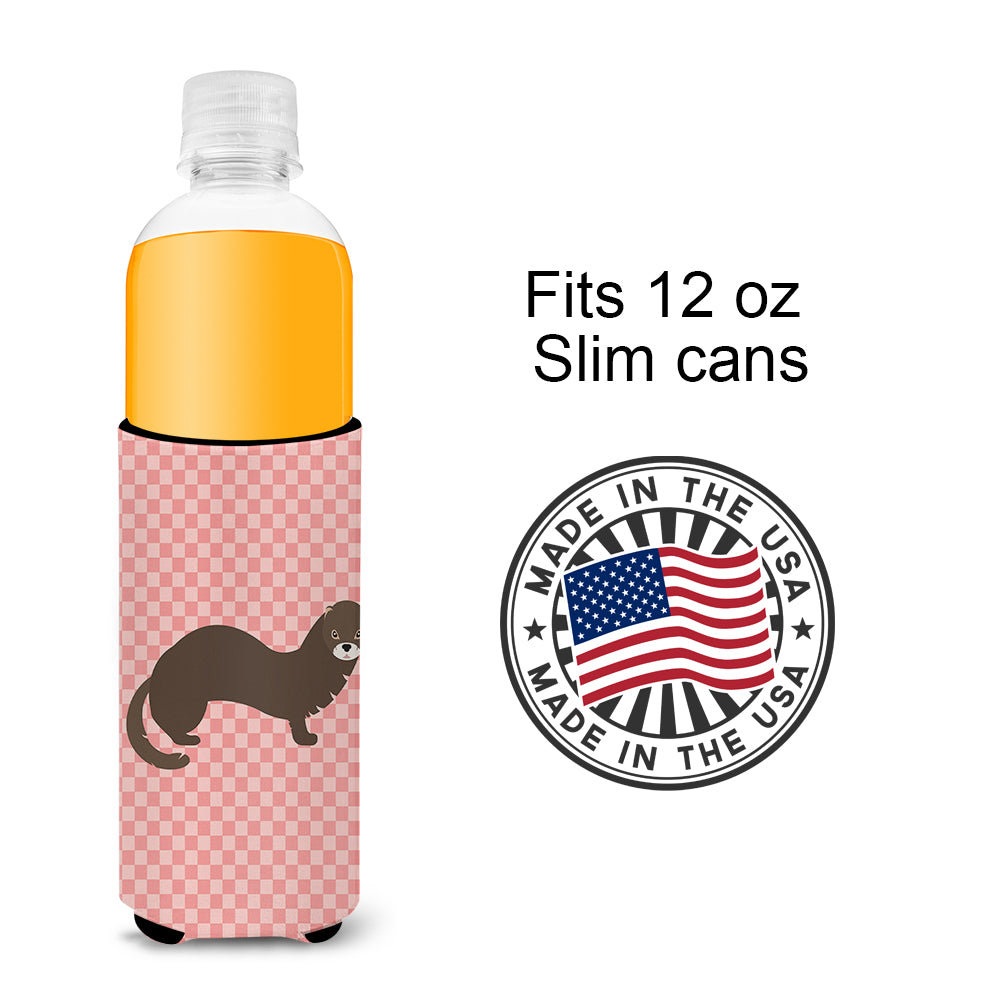 Russian or European Mink Pink Check  Ultra Hugger for slim cans