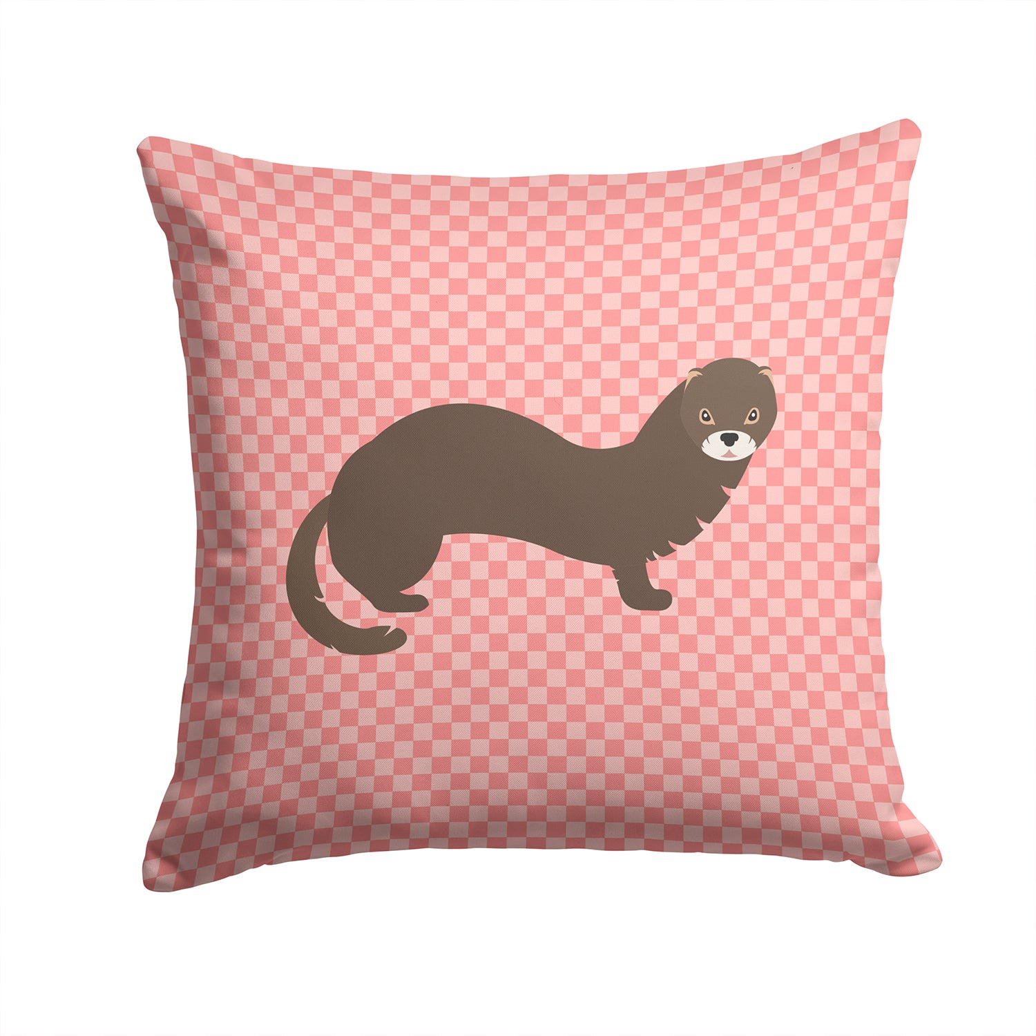 Russian or European Mink Pink Check Fabric Decorative Pillow BB7868PW1414 - the-store.com