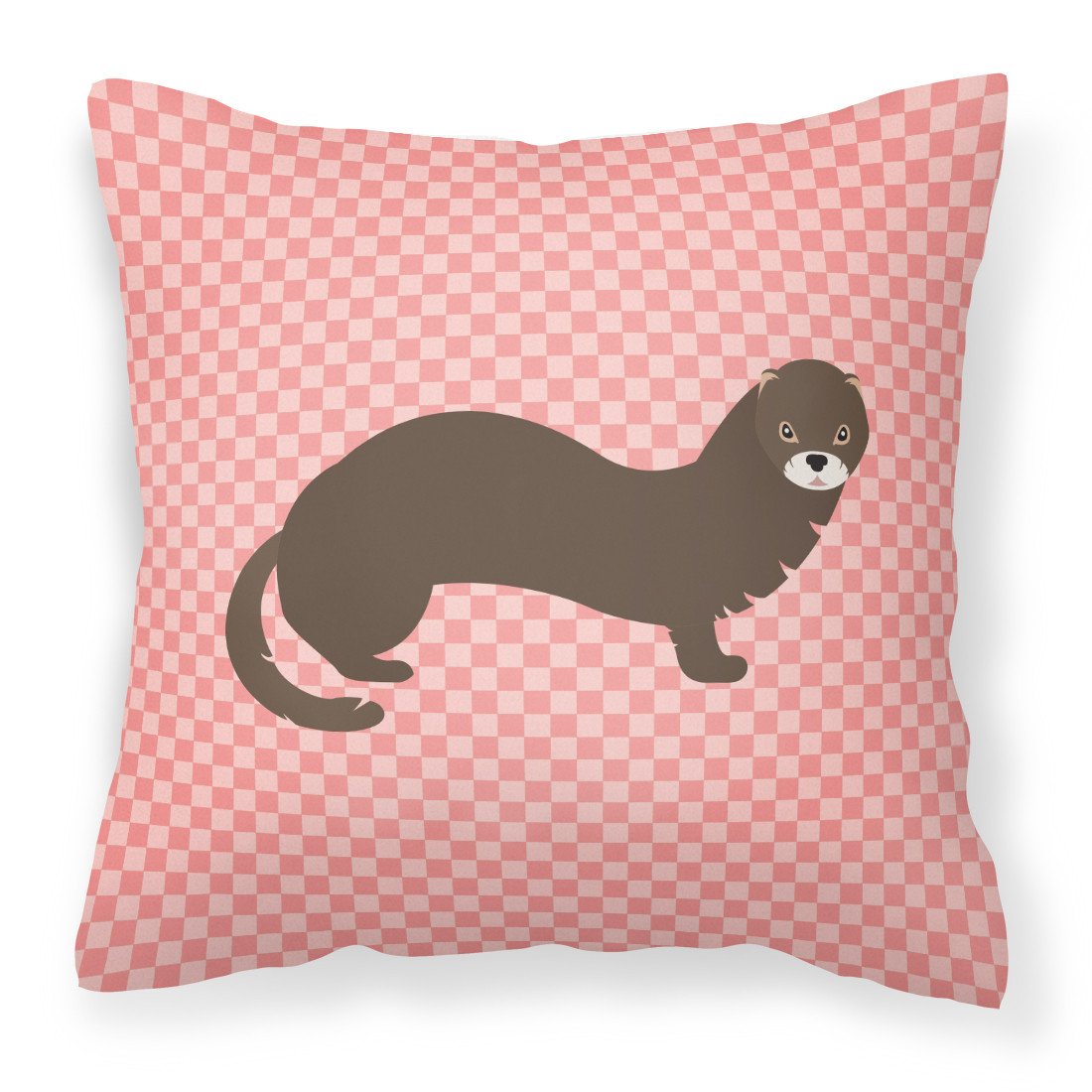 Russian or European Mink Pink Check Fabric Decorative Pillow BB7868PW1818 by Caroline's Treasures
