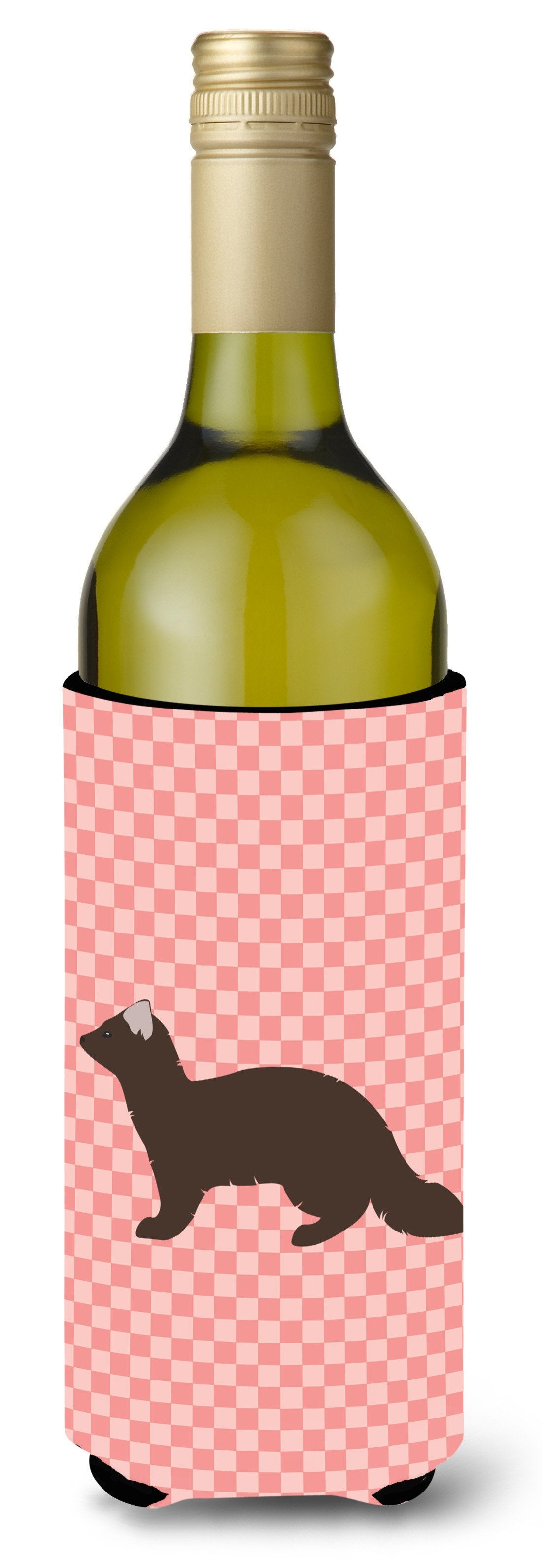 Sable Marten Pink Check Wine Bottle Beverge Insulator Hugger BB7869LITERK by Caroline's Treasures