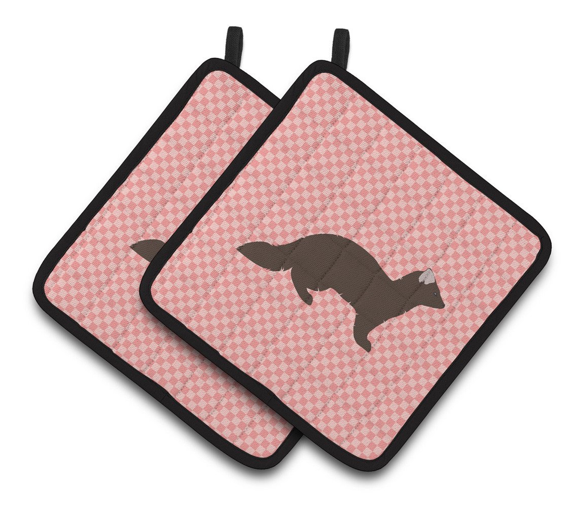 Sable Marten Pink Check Pair of Pot Holders BB7869PTHD by Caroline&#39;s Treasures