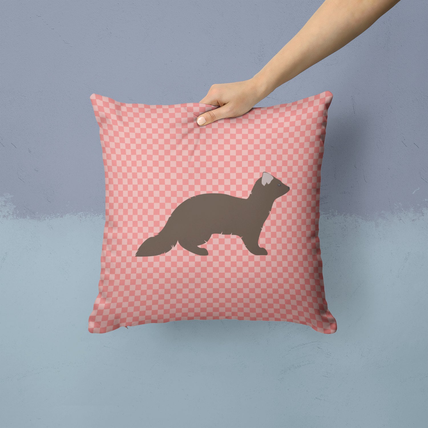 Sable Marten Pink Check Fabric Decorative Pillow BB7869PW1414 - the-store.com