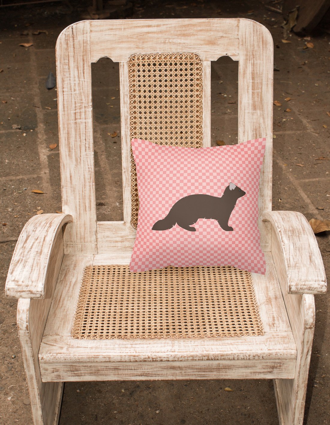 Sable Marten Pink Check Fabric Decorative Pillow BB7869PW1818 by Caroline's Treasures