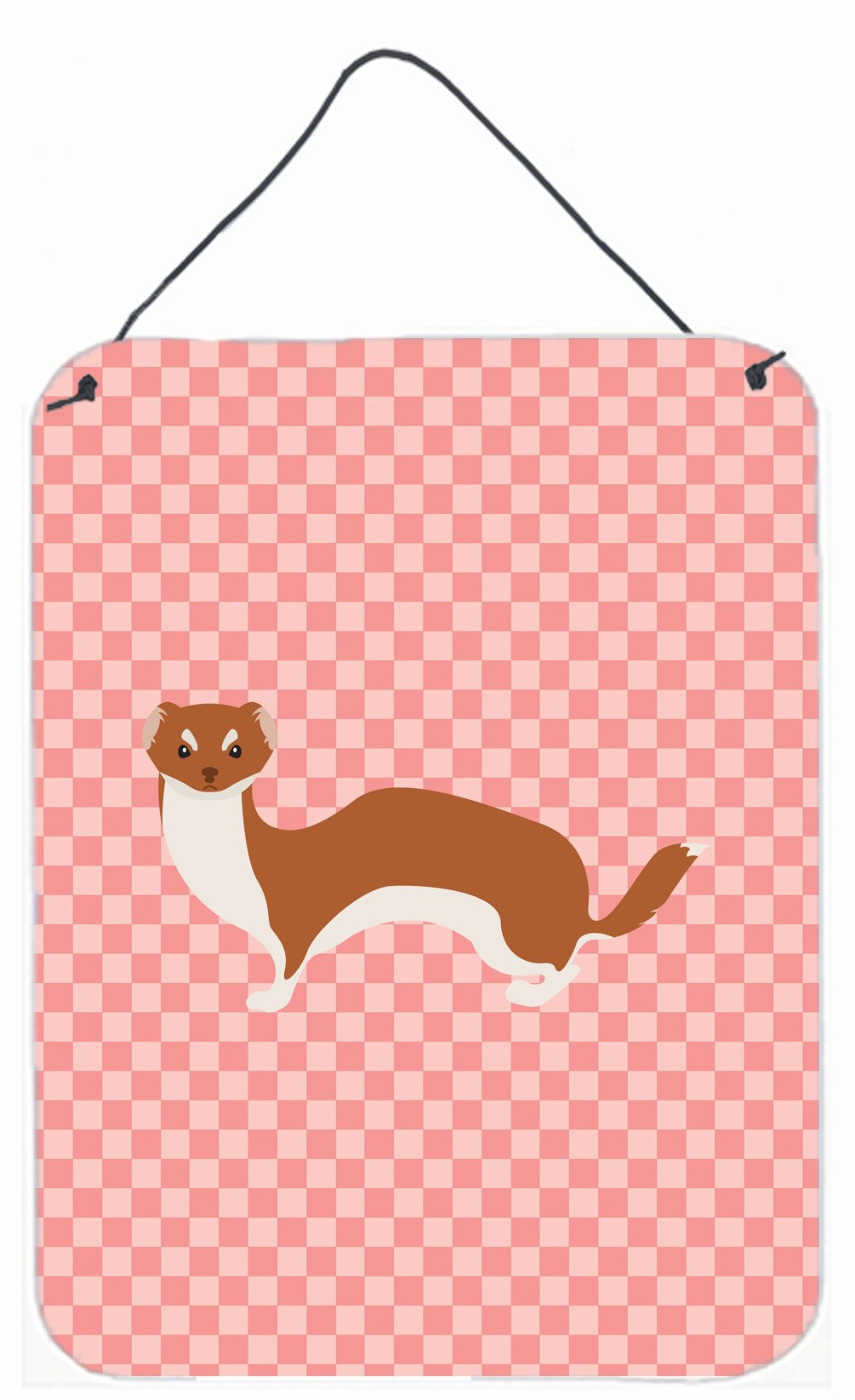Weasel Pink Check Wall or Door Hanging Prints BB7870DS1216 by Caroline&#39;s Treasures