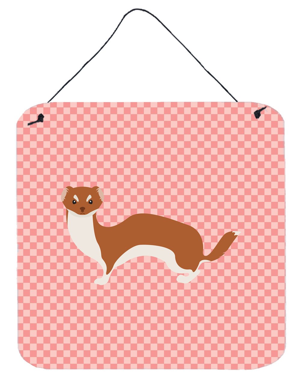 Weasel Pink Check Wall or Door Hanging Prints BB7870DS66 by Caroline&#39;s Treasures