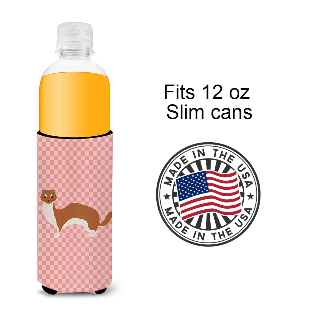 Weasel Pink Check  Ultra Hugger for slim cans