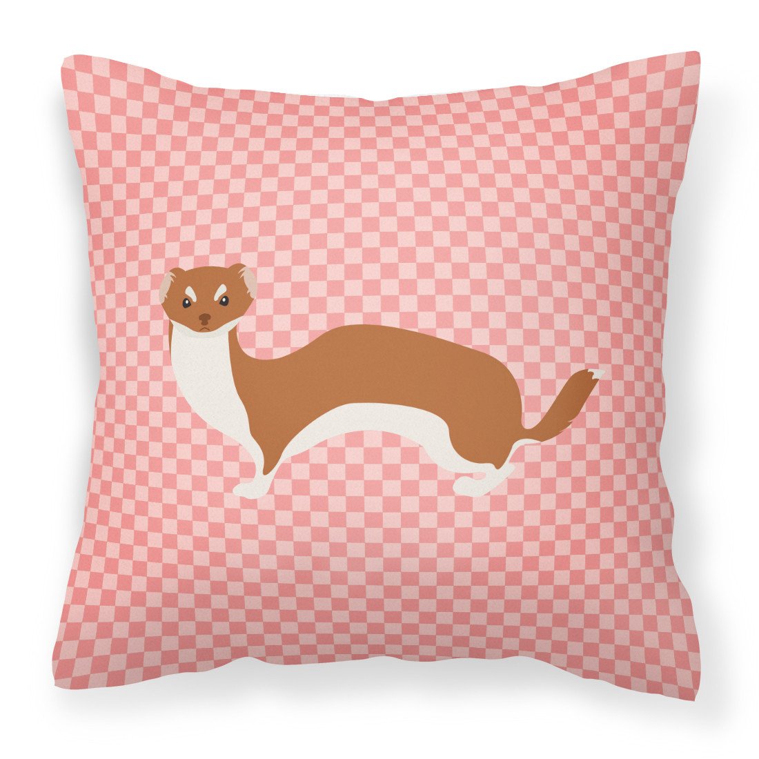 Weasel Pink Check Fabric Decorative Pillow BB7870PW1818 by Caroline&#39;s Treasures