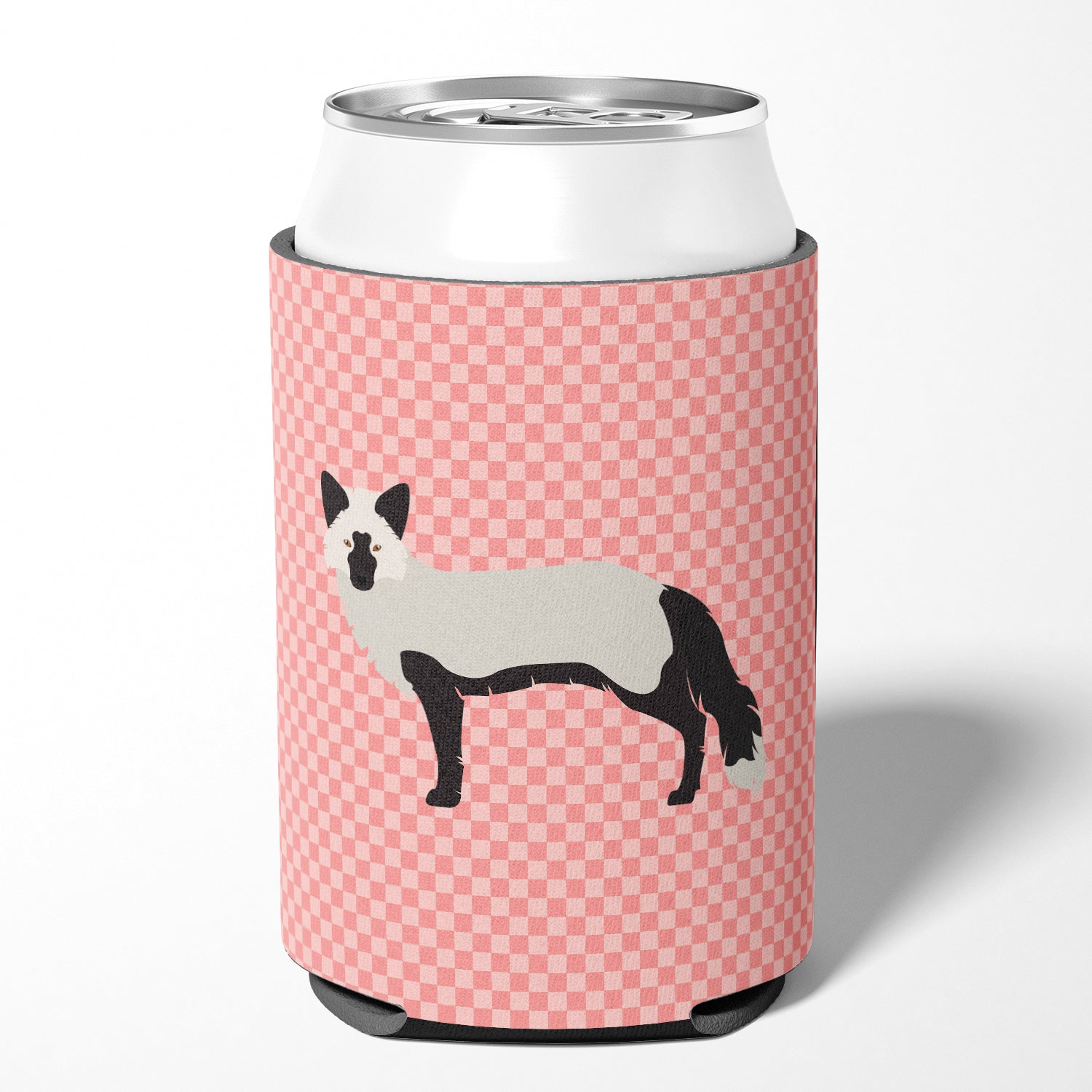 Silver Fox Pink Check Can or Bottle Hugger BB7871CC