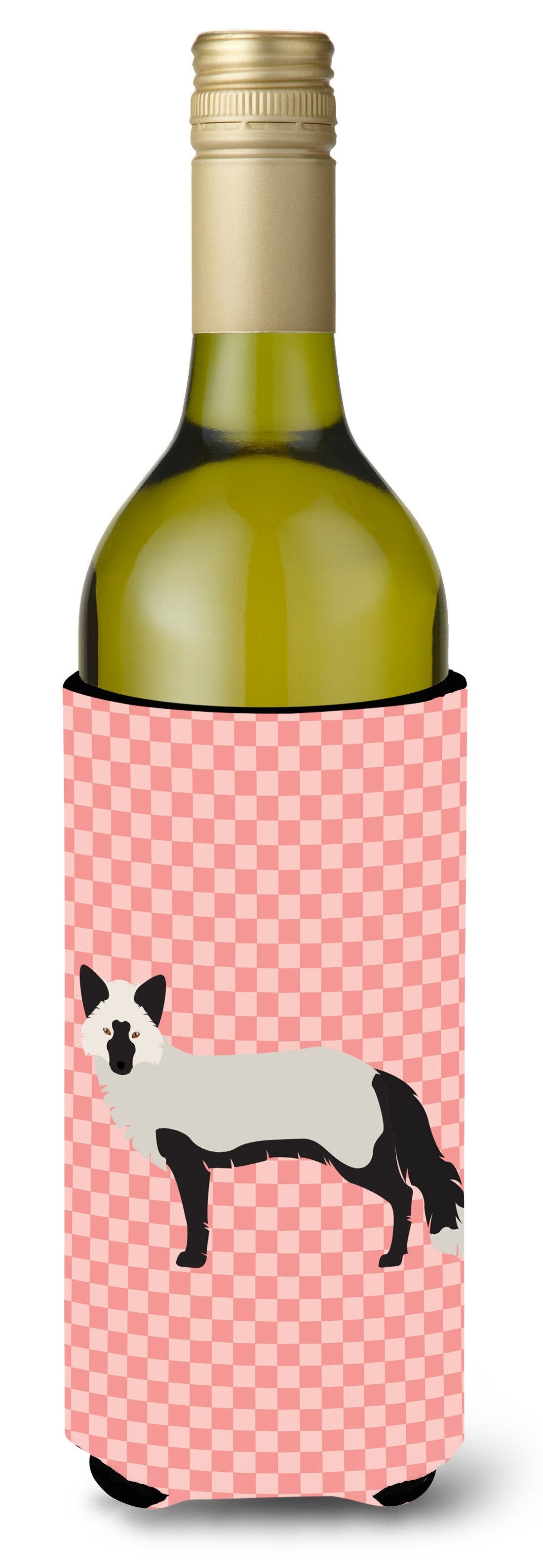 Silver Fox Pink Check Wine Bottle Beverge Insulator Hugger BB7871LITERK by Caroline&#39;s Treasures