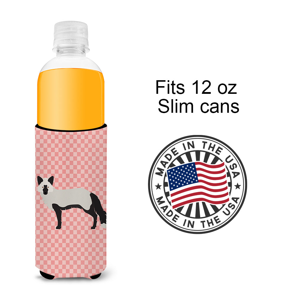 Silver Fox Pink Check  Ultra Hugger for slim cans