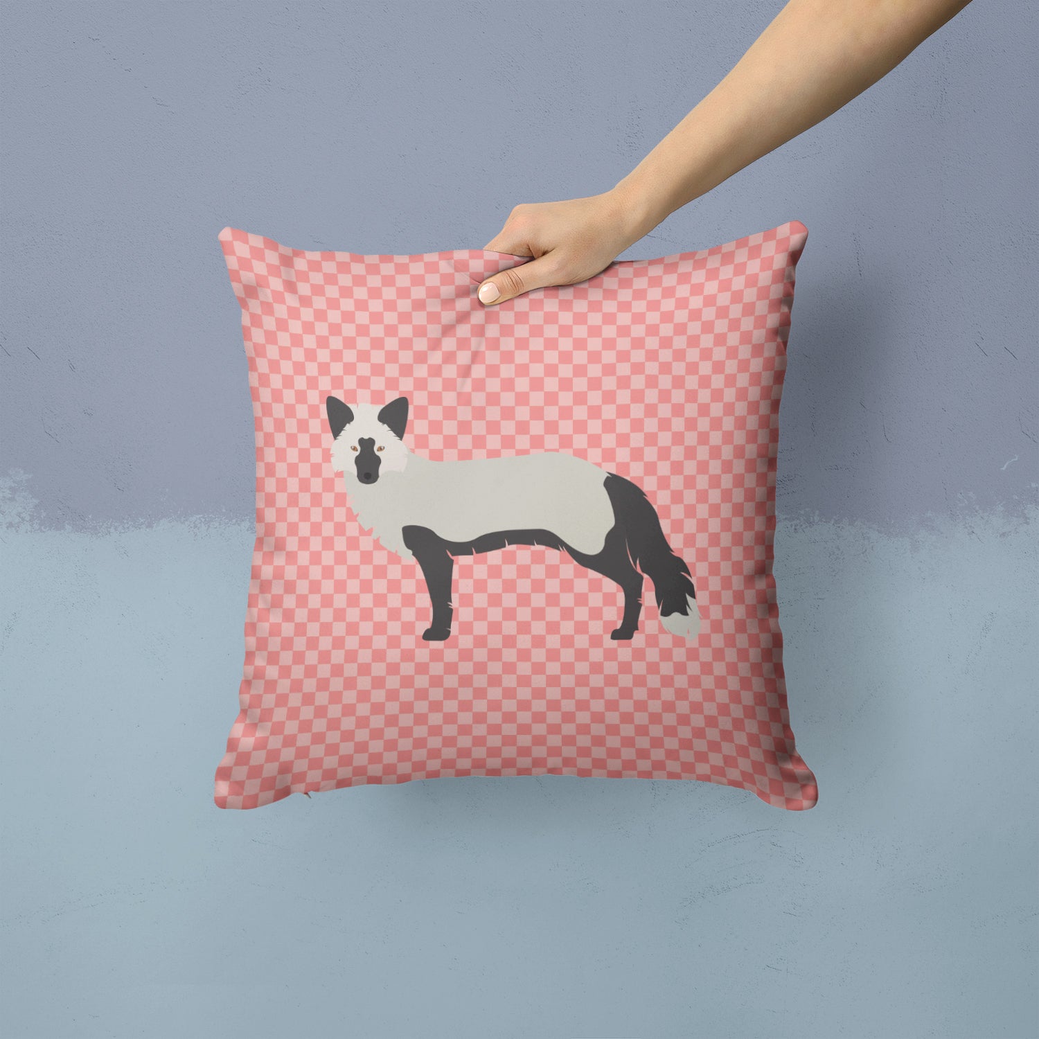 Silver Fox Pink Check Fabric Decorative Pillow BB7871PW1414 - the-store.com