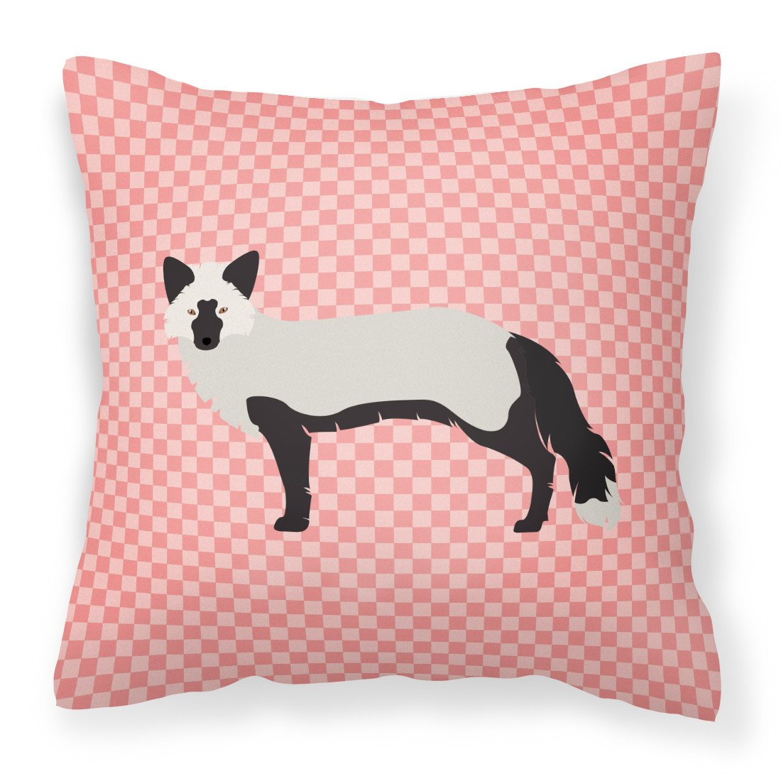 Silver Fox Pink Check Fabric Decorative Pillow BB7871PW1818 by Caroline&#39;s Treasures