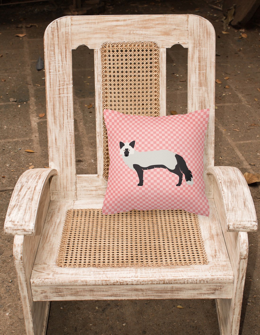 Silver Fox Pink Check Fabric Decorative Pillow BB7871PW1818 by Caroline's Treasures