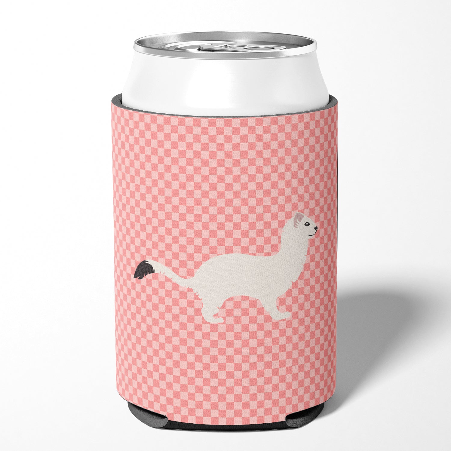 Stoat Short-tailed Weasel Pink Check Can or Bottle Hugger BB7872CC  the-store.com.