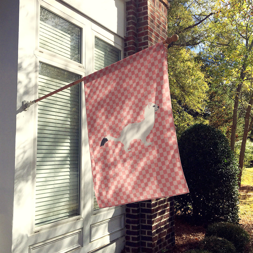 Stoat Short-tailed Weasel Pink Check Flag Canvas House Size BB7872CHF  the-store.com.