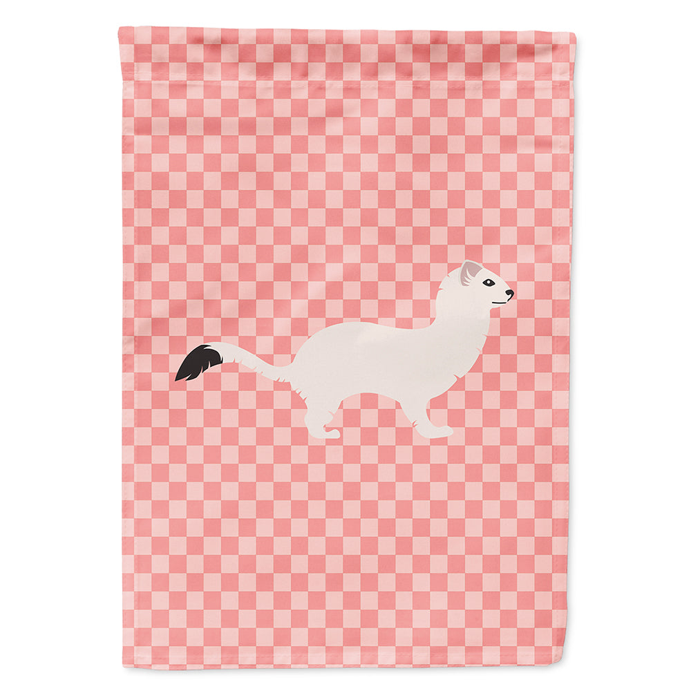 Stoat Short-tailed Weasel Pink Check Flag Canvas House Size BB7872CHF