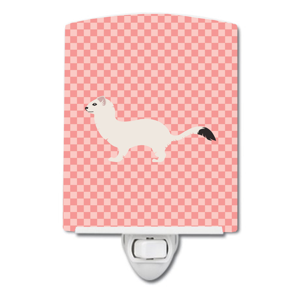Stoat Short-tailed Weasel Pink Check Ceramic Night Light BB7872CNL - the-store.com