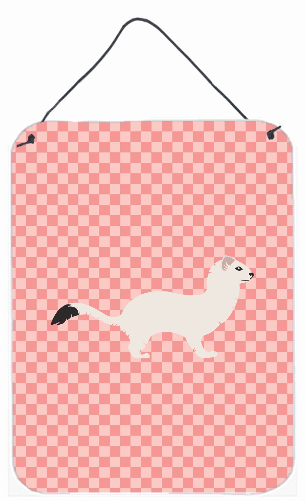 Stoat Short-tailed Weasel Pink Check Wall or Door Hanging Prints BB7872DS1216 by Caroline&#39;s Treasures