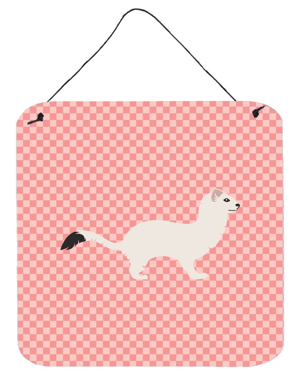 Stoat Short-tailed Weasel Pink Check Wall or Door Hanging Prints BB7872DS66 by Caroline&#39;s Treasures