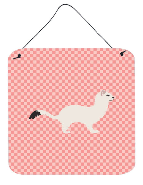 Stoat Short-tailed Weasel Pink Check Wall or Door Hanging Prints BB7872DS66 by Caroline's Treasures