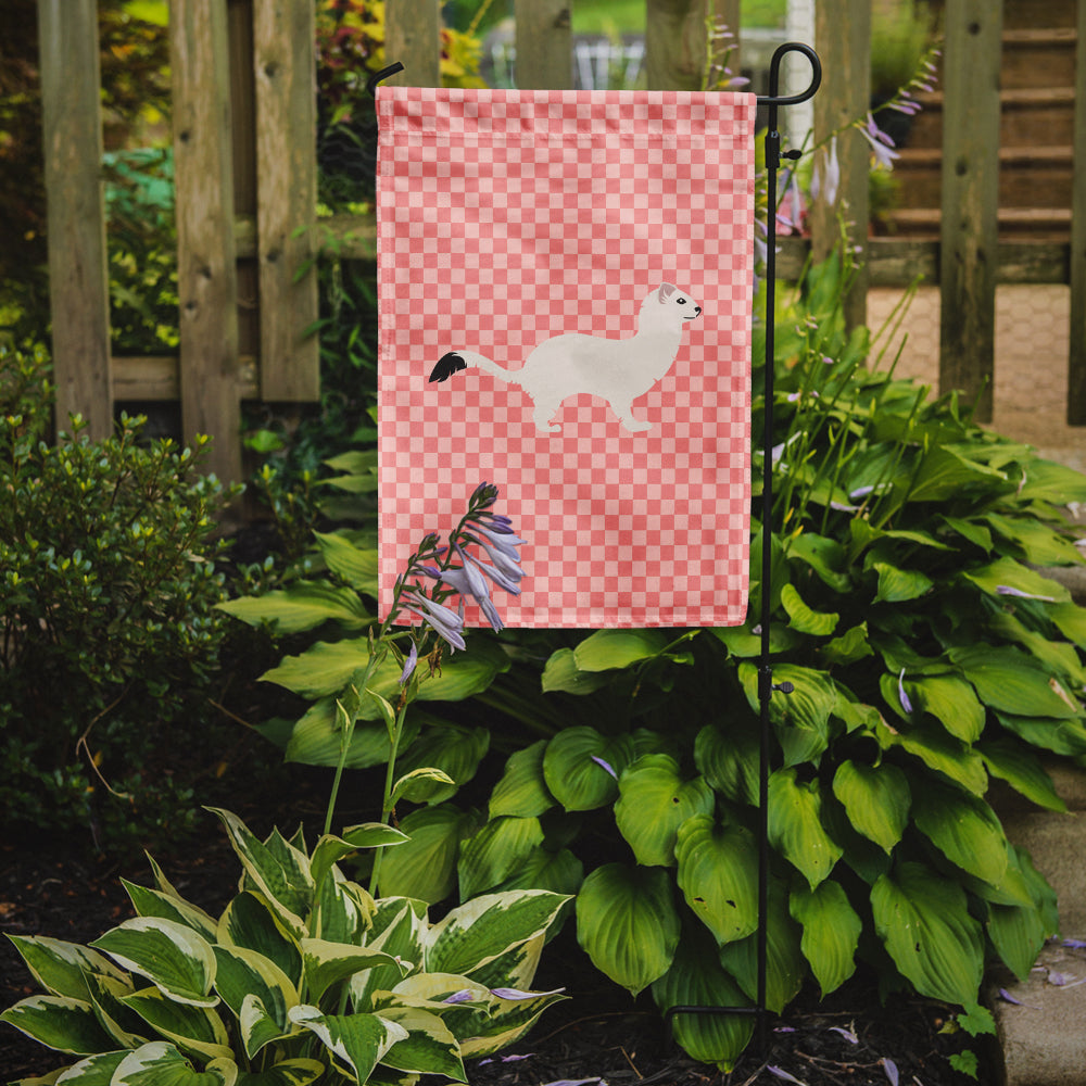 Stoat Short-tailed Weasel Pink Check Flag Garden Size  the-store.com.